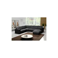 meublesline canapé d'angle en u 7 places oara gris et noir tissu gris, noir