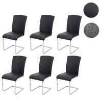 mendler lot de 6 chaises de salle à manger hwc-f36, chaise de cuisine à piétement luge, chaise de conférence ~ similicuir, noir  noir