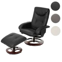 mendler fauteuil de relaxation oxford, fauteuil de télévision avec tabouret, similicuir ~ noir  noir