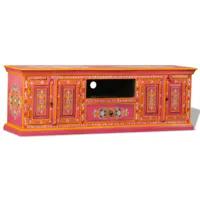 meuble tv scandinave - banc tv pour salon bois de manguier massif rose peint à la main -mn86107