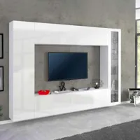 ahd amazing home design composition murale blanc brillant meuble tv colonne vitrine unité murale joy ledge  or