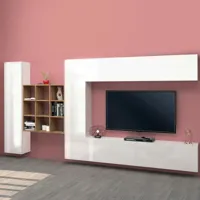 ahd amazing home design meuble tv suspendu bibliothèque blanche 2 armoires colonnes ferd wh  or