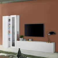ahd amazing home design meuble tv de salon moderne blanc armoire et vitrine elco wh  or