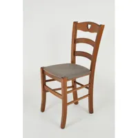 tommychairs tommychairs - set 4 chaises cuore pour la cuisine et bar, solide structure en bois coleur noix et assise en tissu coleur chevruil