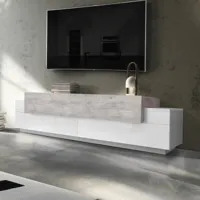 ahd amazing home design meuble tv design 3 compartiments blanc gris ciment corona low bronx