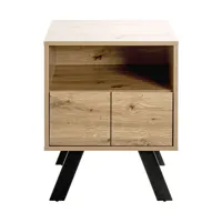 pegane meuble console, table console avec 1 tiroir en bois coloris chêne et métal noir -longueur 45 x profondeur 40 x hauteur 60 cm  chêne