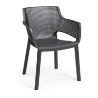 keter lots de 6 fauteuils monoblocs - empilables en resine de synthese  - forme cabriolet - finition 3d mesh -co - allibert by keter -
