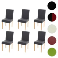 mendler lot de 6 chaises de salle à manger chaise de cuisine littau ~ similicuir, gris mat, pieds clairs  gris