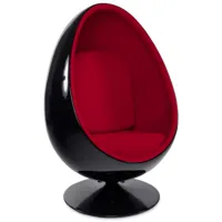 alterego fauteuil oeuf 'cocoon' noir et rouge plastique noir