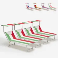 beach and garden design 4 transats de plage chaises longues professionnels en aluminium santorini europe, couleur: italie