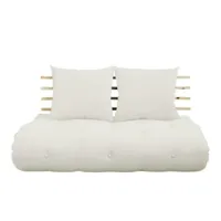 inside 75 canapé lit futon shin sano naturel et pin massif couchage 140*200 cm.  écru