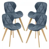 en.casa lot de 4 chaises älmhult similicuir 81 x 57 x 49 cm bleu [en.casa]