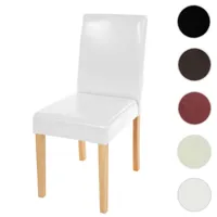 mendler chaise de salle à manger littau, chaise de cuisine, cuir ~ blanc, pieds clairs  blanc