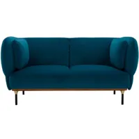 pegane banquette 2 places, canapé en tissu velours coloris bleu foncé avec pieds en métal-longueur 172 x profondeur 80 x hauteur 97 cm