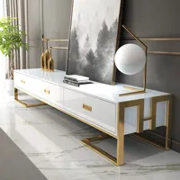 meubler design meuble tv blanc avec tiroirs base or laqué luxuria  blanc