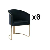 pascal morabito lot de 6 chaises avec accoudoirs en velours et métal - noir et doré - josethe de pascal morabito