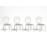 vente-unique lot de 4 chaises de jardin empilables en métal façon fer forgé - beige - guermantes de mylia  beige