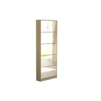 alter meuble à chaussures à cinq portes avec miroir, couleur chêne, 71 x 181 x 20 cm  beige