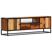 maison chic meuble tv scandinave - banc tv pour salon 120 x 30 x 40 cm bois de récupération massif et acier -mn64700  marron