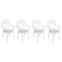 vente-unique lot de 4 fauteuils de jardin empilables en métal façon fer forgé  - blanc - guermantes de mylia  blanc