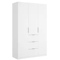 pegane armoire placard meuble de rangement coloris blanc brillant - longueur 135 x profondeur 52 x hauteur 204 cm  blanc