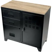 pierre henry meuble bureau métal 1 porte 3 tiroirs noir mat.