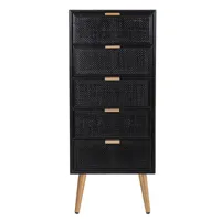 pegane chiffonnier, meuble de rangement en bois coloris noir - longueur 42 x profondeur 36,50 x hauteur 100,5 cm  noir