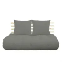 inside 75 canapé lit futon shin sano gray et pin massif couchage 140*200 cm.  gris