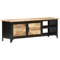 maison chic meuble tv scandinave - banc tv pour salon 120x30x40 cm bois massif de manguier -mn17634  noir
