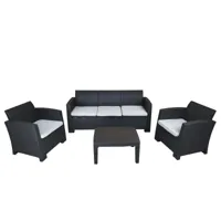 chillvert salon de jardin chillvert salero 1 canapé 3 sièges+2 fauteuils+1 table résine imitation rotin gris anthracite