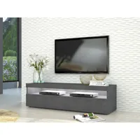 alter meuble tv de salon, made in italy, meuble tv 1 porte, meuble tv de salon, cm 130x45h36, couleur gris cendré, avec lumière led blanche  anthracite