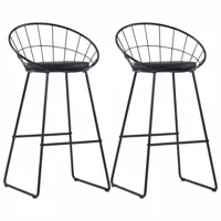 helloshop26 lot de deux tabourets de bar design chaise siège synthétique noir acier 1202176  noir