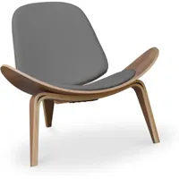 iconik interior fauteuil lounge cw07 boho bali design scandinave - simili cuir gris foncé  gris foncé