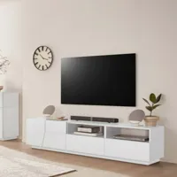 ahd amazing home design meuble tv blanc brillant mur salon moderne 200x43cm hatt  or