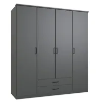 pegane armoire placard meuble de rangement coloris gris graphite - longueur 180 x hauteur 198 x profondeur 58 cm  gris