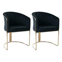 pascal morabito lot de 2 chaises avec accoudoirs en velours et métal - noir et doré - josethe de pascal morabito