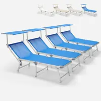 beach and garden design 4 transats et chaise longue pliante de plage en aluminium gabicce gold