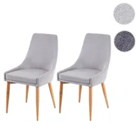 mendler 2x chaise de salle à manger hwc-b44 ii, fauteuil, style rétro ~ tissu gris  gris