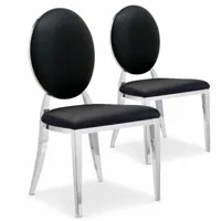 paris prix lot de 2 chaises médaillon simili tatianna 90cm noir  noir