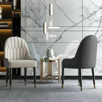meubler design lot de 2 chaises de salle à manger moderne en similicuir avec pieds en métal doré dorone  gris