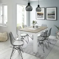 alter table extensible, avec structure blanche et étagère couleur chêne, dimensions 140 x 78 x 90 cm  blanc