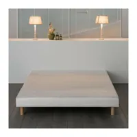 deko dream sommier tapissier à lattes 140 x 200 - bois massif blanc + pieds  blanc