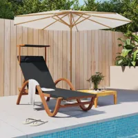 maison chic chaise longue avec auvent | bain de soleil relax | transat gris textilène/bois massif peuplier -gkd53321  gris