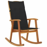 maison chic chaise à bascule avec coussin | fauteuil à bascule rocking chairs bois d'acacia massif -gkd73346  brun