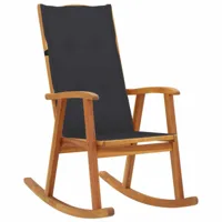 maison chic chaise à bascule avec coussin | fauteuil à bascule rocking chairs bois d'acacia massif -gkd27336  brun