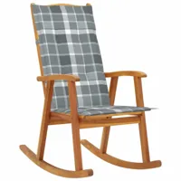 maison chic chaise à bascule avec coussin | fauteuil à bascule rocking chairs bois d'acacia massif -gkd61027  brun