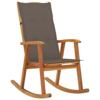 maison chic chaise à bascule avec coussin | fauteuil à bascule rocking chairs bois d'acacia massif -gkd95703  brun