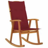 maison chic chaise à bascule avec coussin | fauteuil à bascule rocking chairs bois d'acacia massif -gkd66784  brun