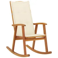 maison chic chaise à bascule avec coussin | fauteuil à bascule rocking chairs bois d'acacia massif -gkd97751  brun