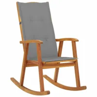 maison chic chaise à bascule avec coussin | fauteuil à bascule rocking chairs bois d'acacia massif -gkd36207  brun